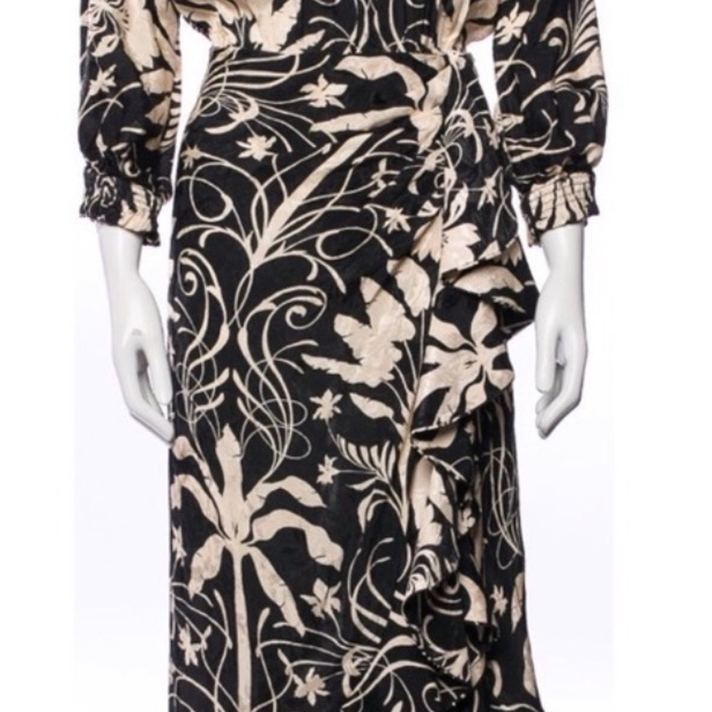 Johanna Ortiz Black / Cream Midi Dress boho - Picture 7 of 9